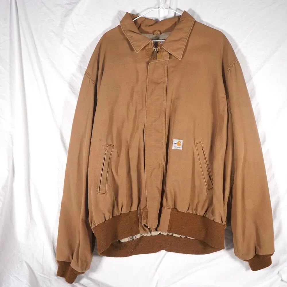 Carhartt FR Jacket Full Zip Made in USA Union Tan Brown 2XL